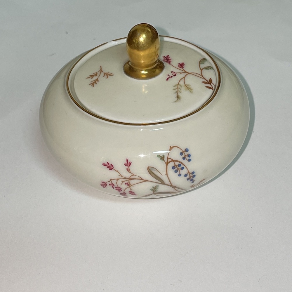 Eschenbach Bavaria Germany Small Trinket Box Lid Flowers Floral Gold Trim